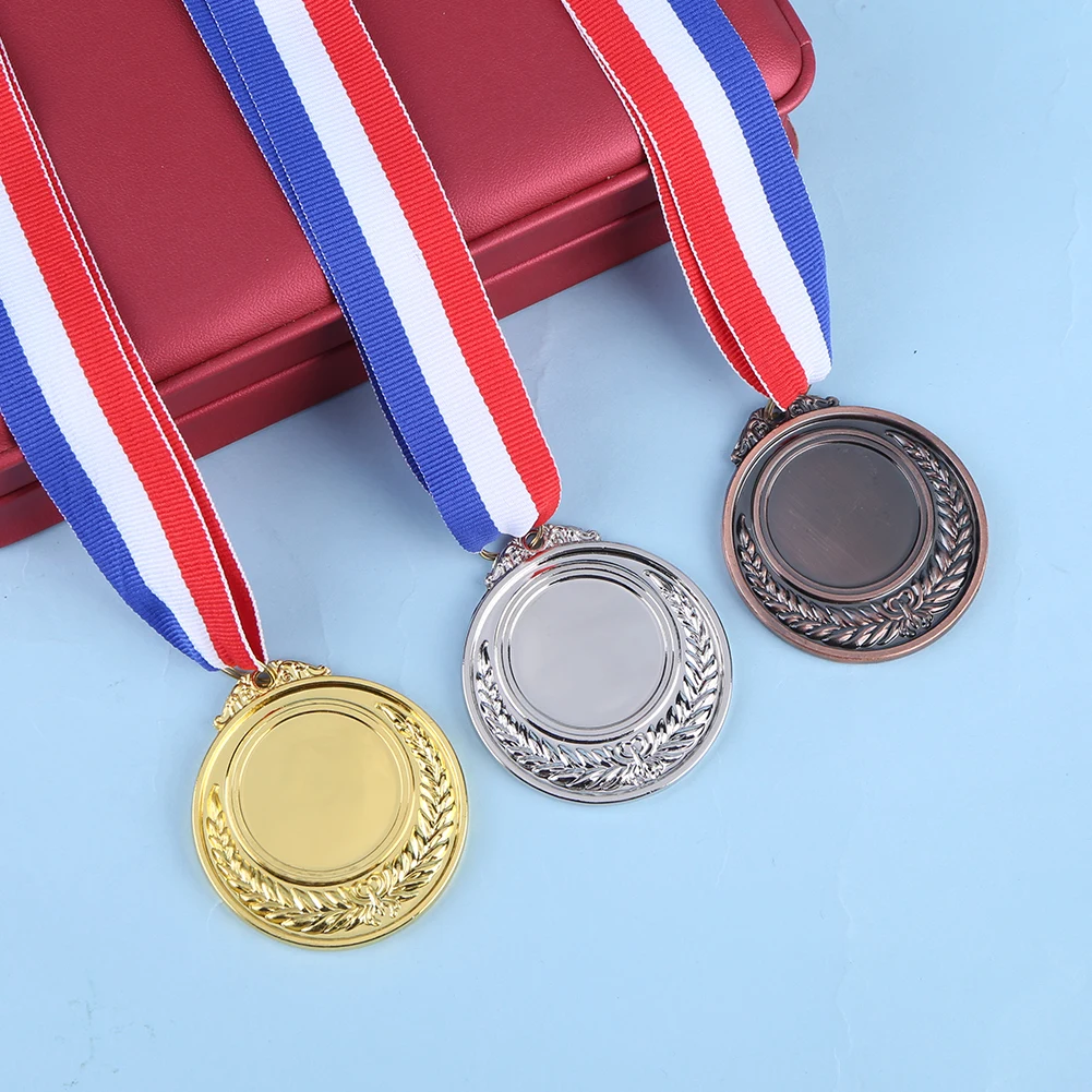 5.2cm Gold/Silver/Bronze Medal Award Medals with Neck Ribbon Sports Rewards Metal Winner Medals for Competitions Party Race