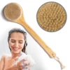 Natural Bristle Long Handle Bath Brush Soft Hair Bath Brush Bathroom Body Brushes Mud Back Scrubber Shower Massage Brush 1
