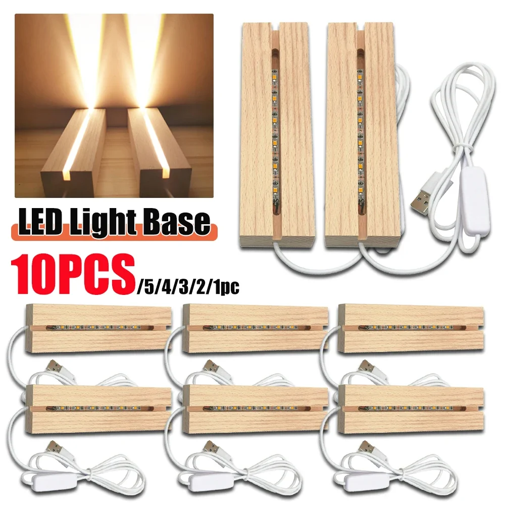 LED 목재 조명 베이스 스탠드, 목재 조명 플레이트 베이스, USB 나무 베이..