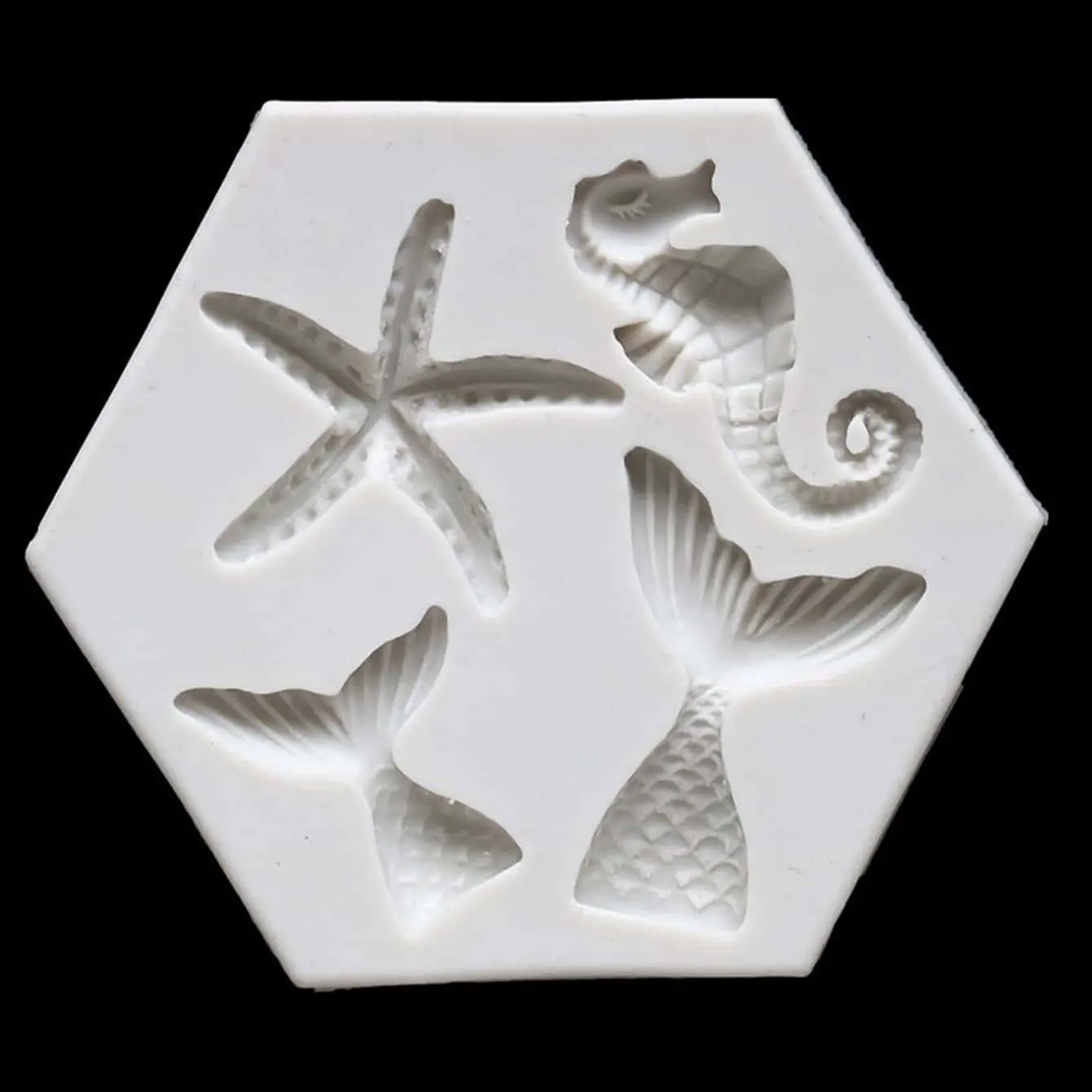 1pc-DIY Baked Large and Small Fish Tail, Sea Star, Seahorse Liquid Silicone Mold
