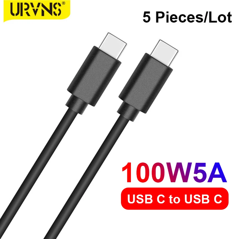 

URVNS 100 Вт [в 5 упаковках футов] PD 5A QC кабель быстрой зарядки USB C к USB Type C, шнур для передачи данных, зарядное устройство для телефона для MacBook планшетов