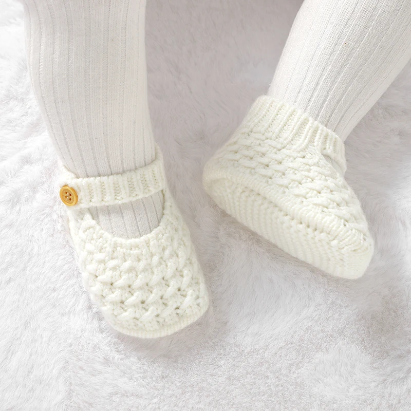 Spring Baby Prewalker 0-18m Infant Girl Solid Color Indoor Floor First Walker Shoes Fall Winter Knit Newborn Footwear Soft Soled 6