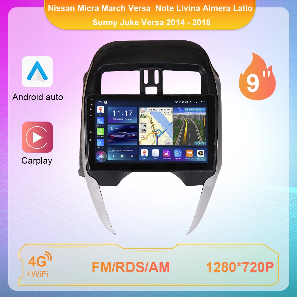 

9" Car Radio Multimedia Player For Nissan Micra March Versa Note Livina Almera Latio Sunny Juke Versa 2014 - 2018 Android 10