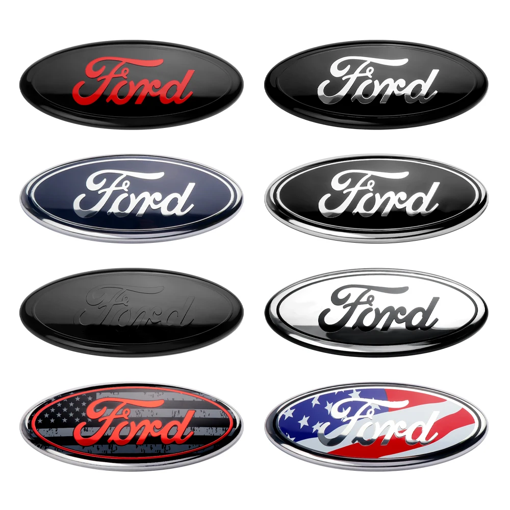 Car Front Grille Emblem Rear trunk Badge Sticker Accessories for Ford Focus mk2 mk3 Fiesta mk7 Ranger Mondeo mk4 S-MAX Kuga