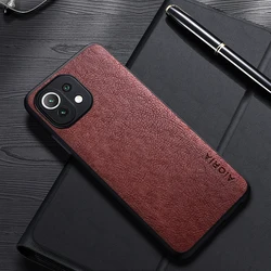 Elegant Luxury Leather Business Case for Mi 11 Pro (Coffee)