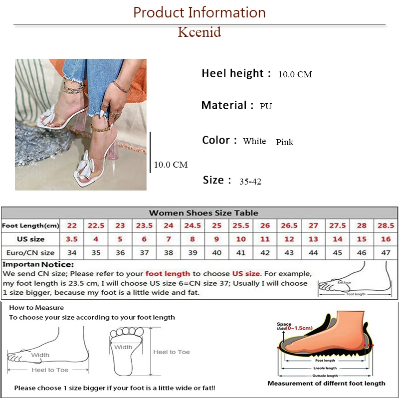 Kcenid Fashion Crystal Bowkknot PVC Sandals Strange Clear High Heels Female Shoes Transparent Slippers For Women 2024 Summer