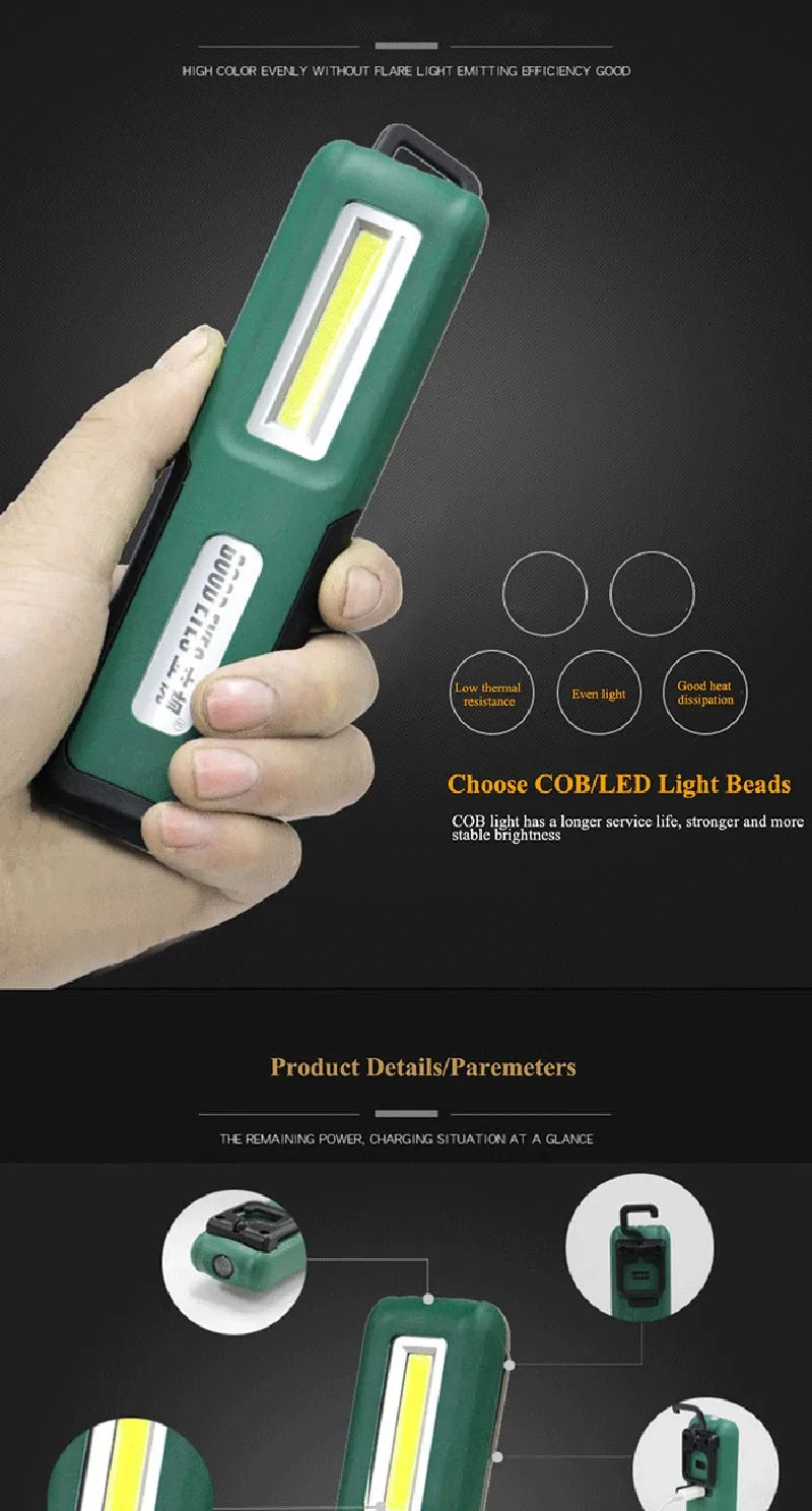 Description Picture 4 of itemRechargeable led Pen Light with Laser Pointer Portable Magnetic cob led Work Light with Red Emergency Light