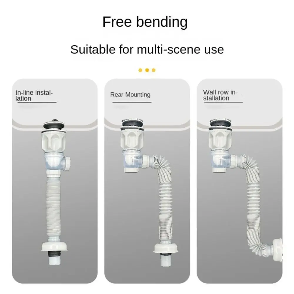 Dual Head Drain Hose Pipe Anti-odor Retractable Kitchen Sink Drain Adjustable Easy To Install Washbasin Plumbing