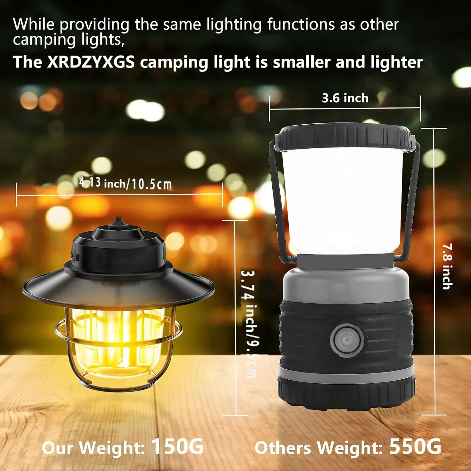 Vintage Rechargeable LED Lantern, Durable Portable Light for Outdoor Camping and Home Decor