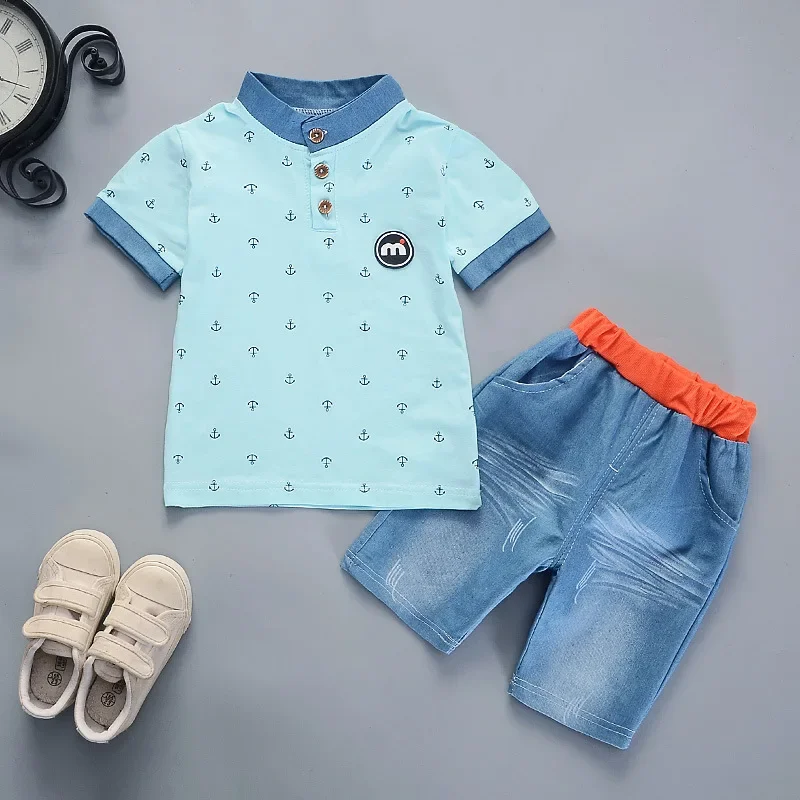2 pieces Summer Boys Clothes Sets Baby Boy T-shirt Shorts Cotton Clothing