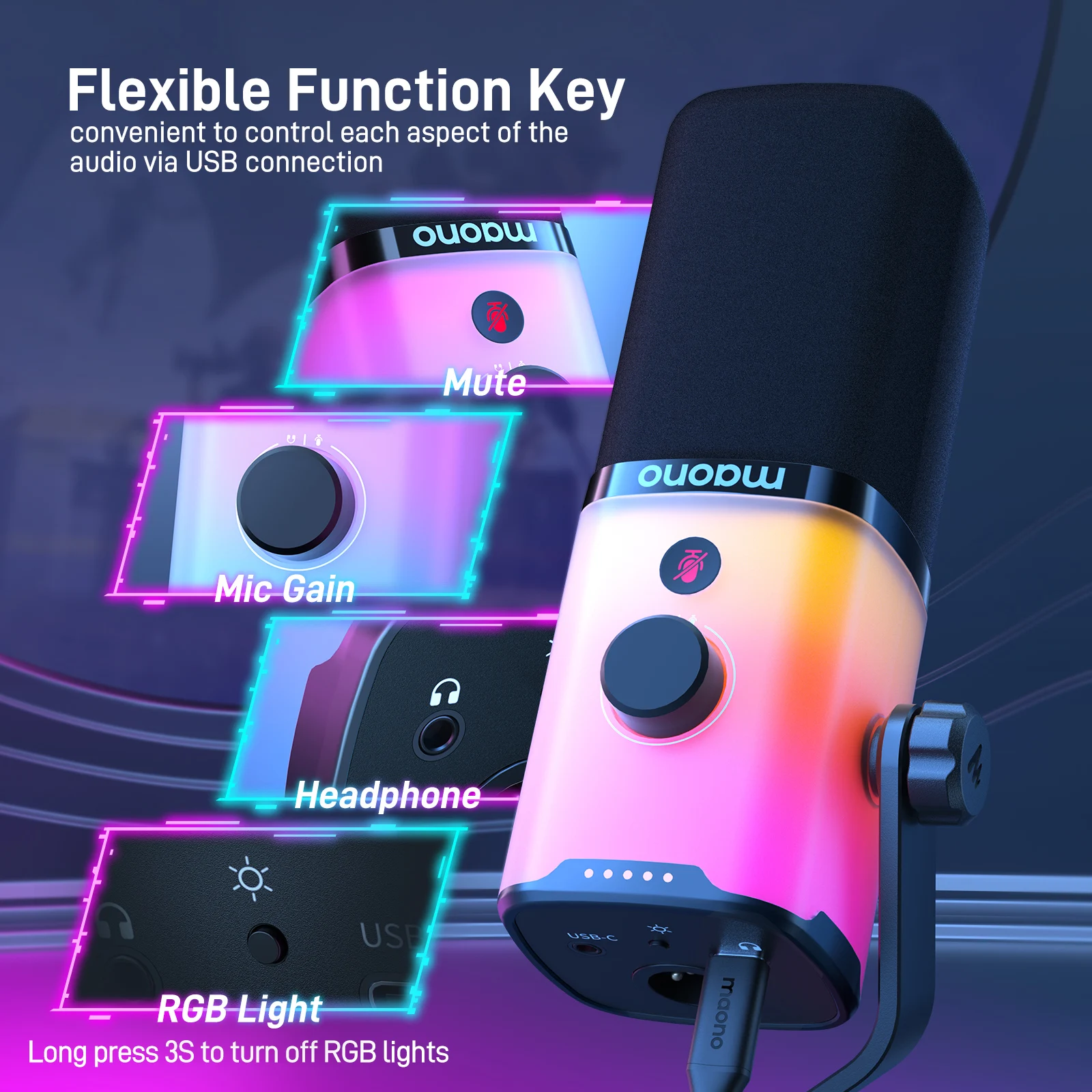 Maono-オーディオミキサーマイク,ライブストリーム,直接モニター