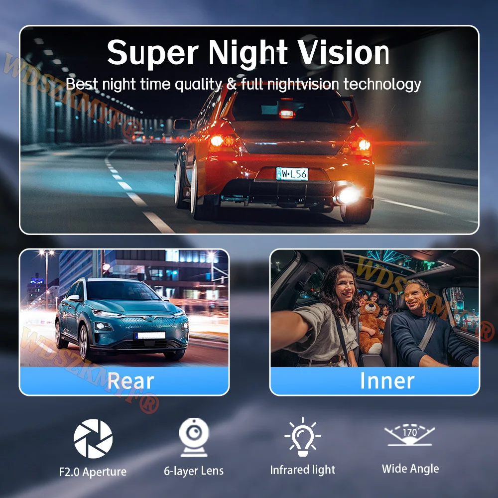 3LENS Dash Cam Car Camera 1080P Video Recorder WIFI Car DVR 2Len Front Options Rear View Camera Night Vision Car Accessories