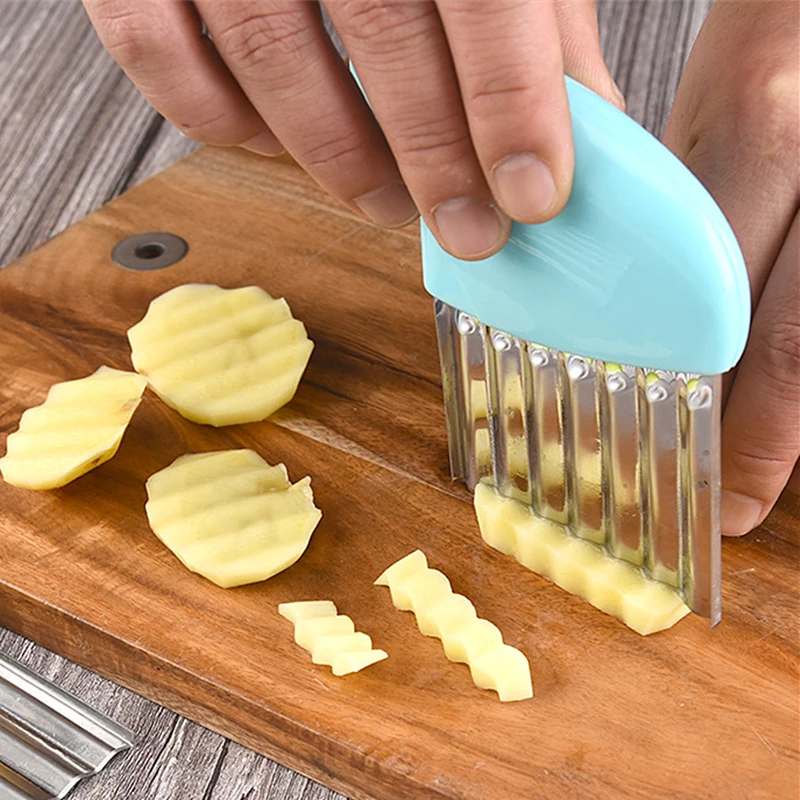 5PCS/set Stainless Steel Wavy Edged French Fries Cutter Durable Potato Chip Slicer Potato Shred Vegetable Chopper Kitchen Tools