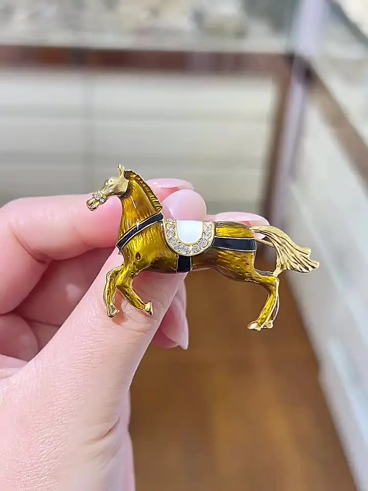 ユニセックスエナメルの馬のブローチ,動物のモチーフ,ジョディックピン