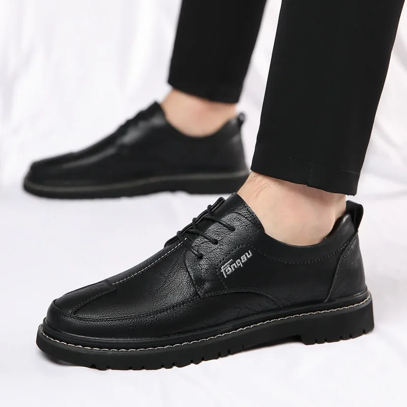 Casual Shoes Loafers British Leather Sneakers Flats Shoes Classic Men Leather Spring Summer New Trendy All-match Platform