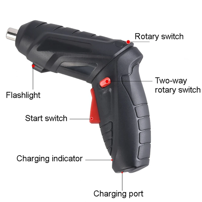 4.2V 무선 전기 스크루 드라이버 USB 충전식 LED 조명 무선 스크루 드라이버 전기 드릴 스크루 드라이버 세트 전동 공구, 방수, 낙하/누설 전력 방지, 배터리 보호 장치, 작업 영역을 비추는 통합 LE