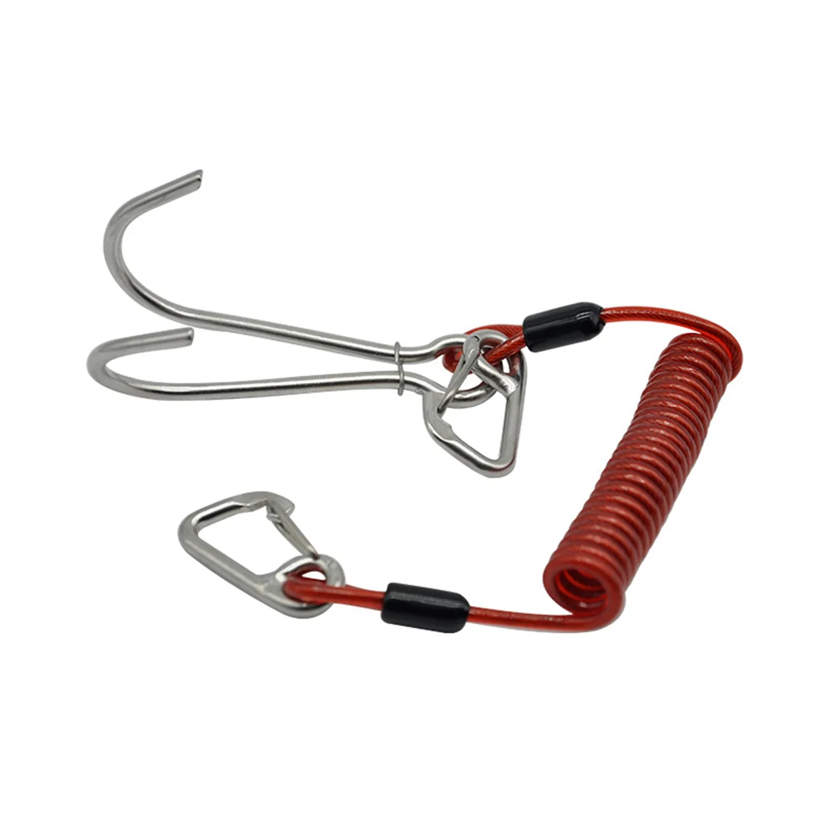 

Double Head Dive Reef Rafting Hook Stainless Steel Reef Hook Spiral Coil Spring Cord Dive Safety Accessory - Red
