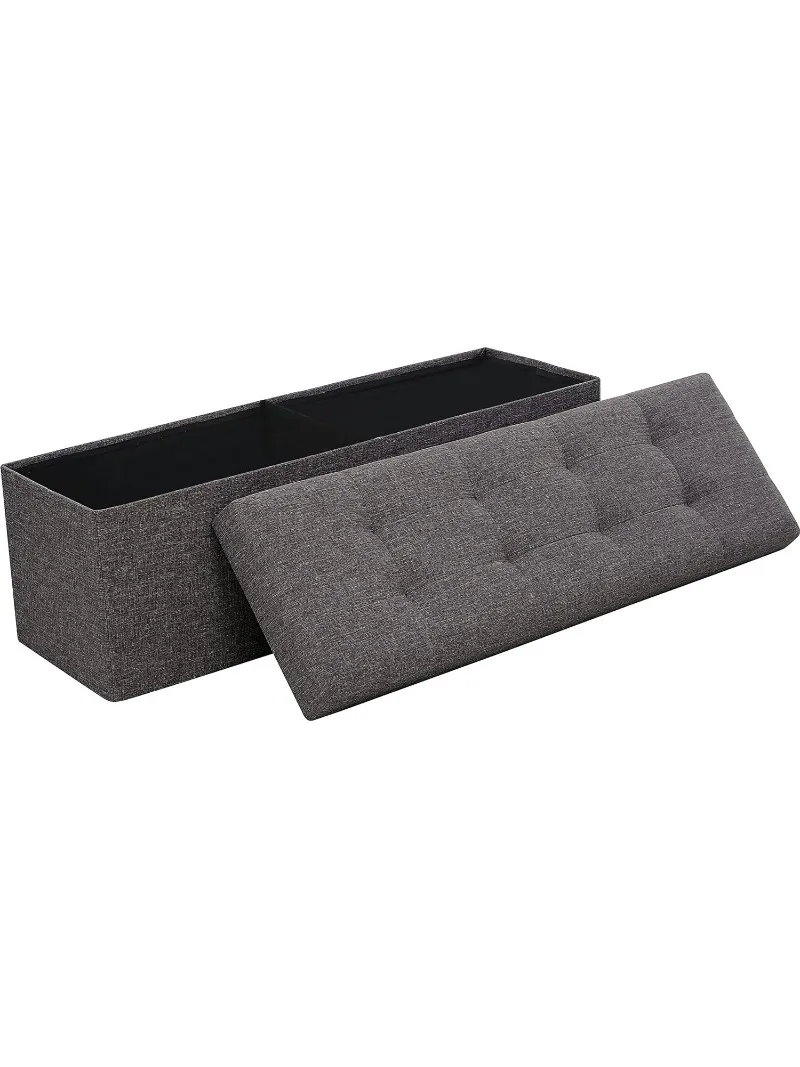 

45 дюймовый складной оттоманка для хранения со скамейкой для хранения, длинная Большая искусственная кожа, нагрудная клетка, подставка для ног, скамейка для спальни с