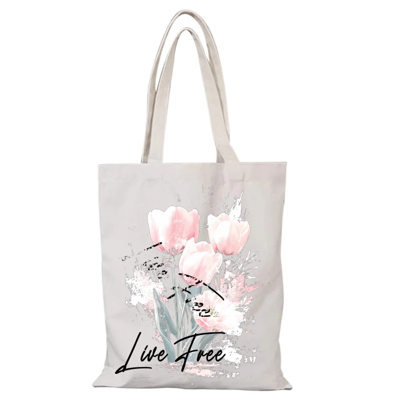 Geschenktüte Blumen Damen Einkaufstasche Mode Dame Taschen Handtaschen Tote Eco Shopper Stoff Canvas Handtasche Schulter die Hand Damen – Detail 8