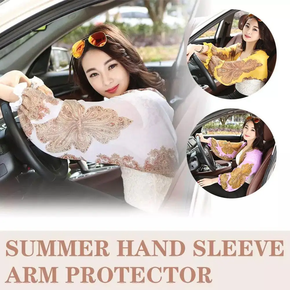 

Summer Women Driving Sun Protection Arm sleeve chiffon Shawl Cool Oversleeves Outdoor Anti-UV Riding Clothing