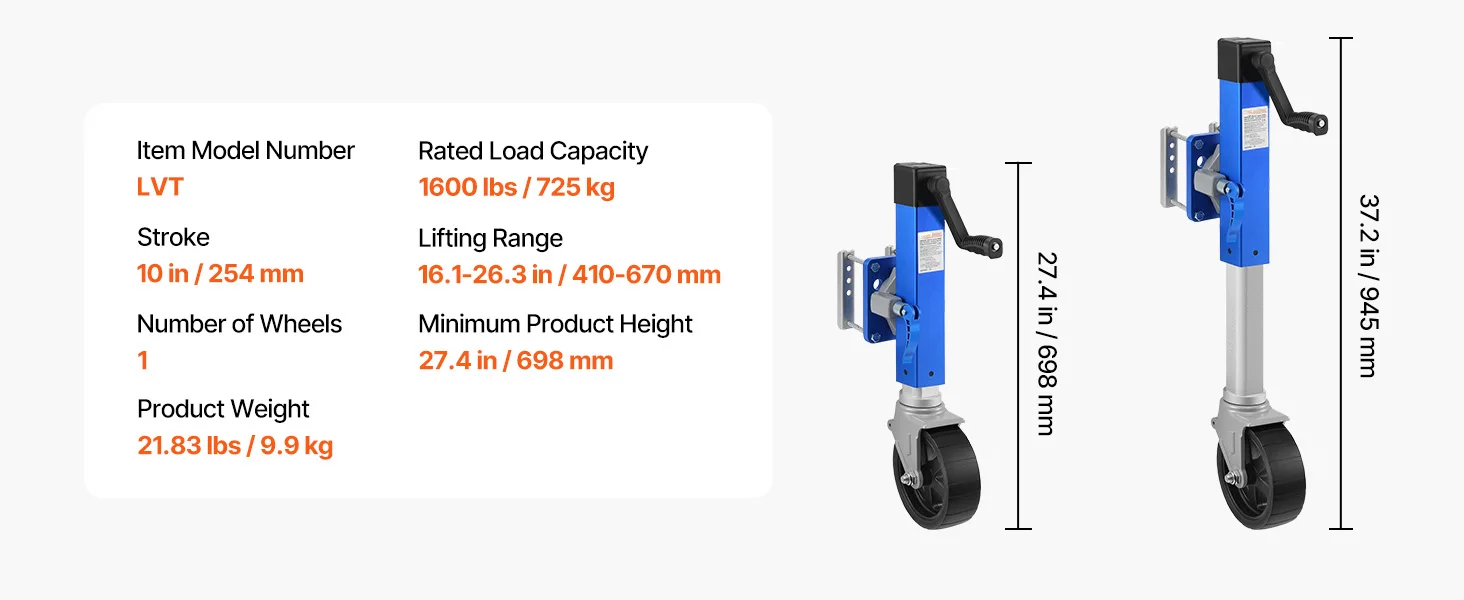 Complete trailer jack kit