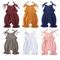 2024 Baby Girls Summer Romper Solid Cotton Sleeveless Lace Jumpsuit Clothes Newborn Boot Cut Pants Outfits Bodysuit For 0-3T 1