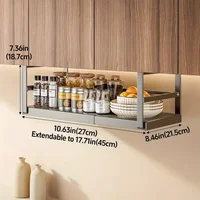 Stainless Steel Shelves Adjustable Spice Stand Storage Room Kitchen Metal Expansion Cabinet Kitchen Hanging Seasoning Rack 5