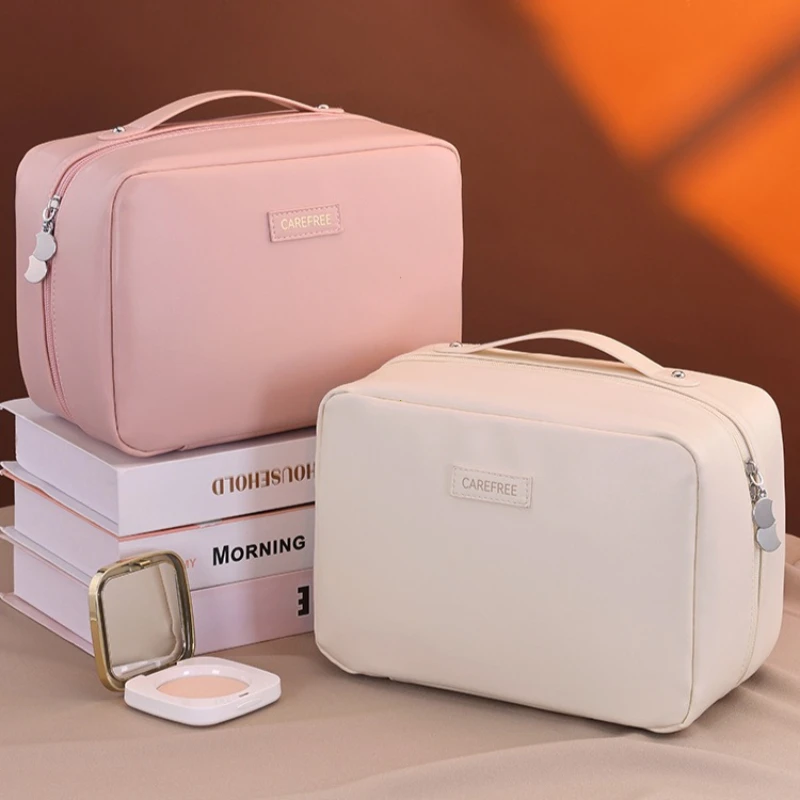 PU Flame Makeup Bag, Beauty Cosmetics Storage Bags, Double Zipper Makeup Brush Bag, Business Travel Toiletries Sorting Bag