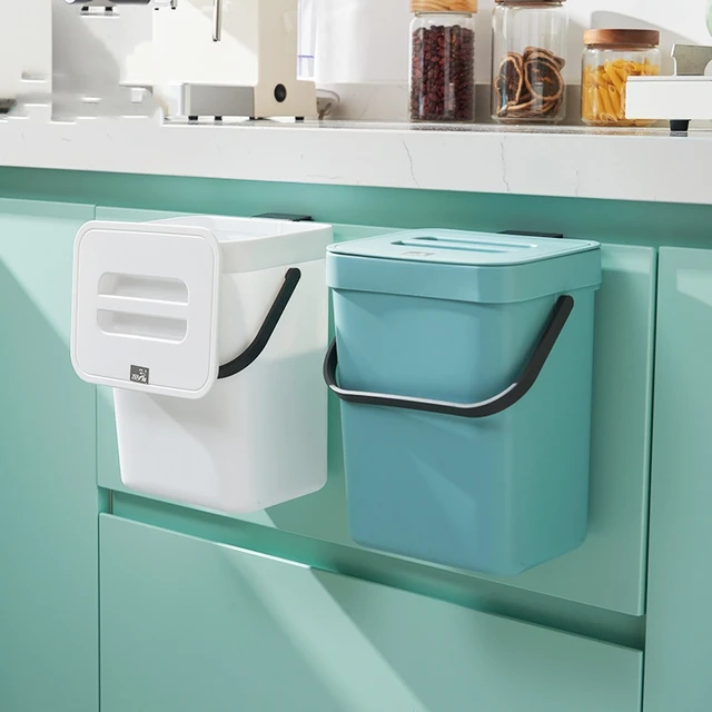 3/5L Trash Can Kitchen Garbage Holder Bathroom Hanging Wall Mounted Storage Bucket Rectangular Desktop Bin Container Garbage Bin 1