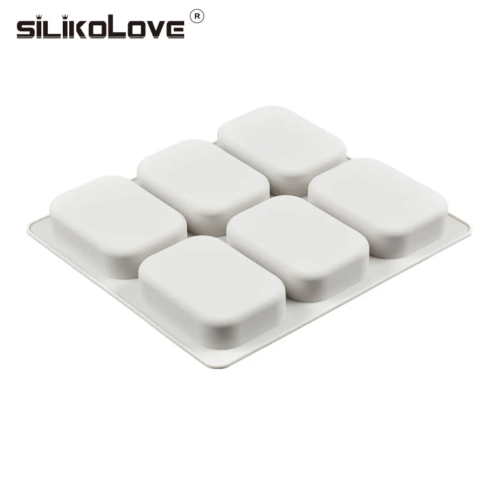 6 Holes Large Square Shape Silicone Soap Molds DIY Kitchen Tools Handmade Soap Making Craft Forms Moulds silicone mold
