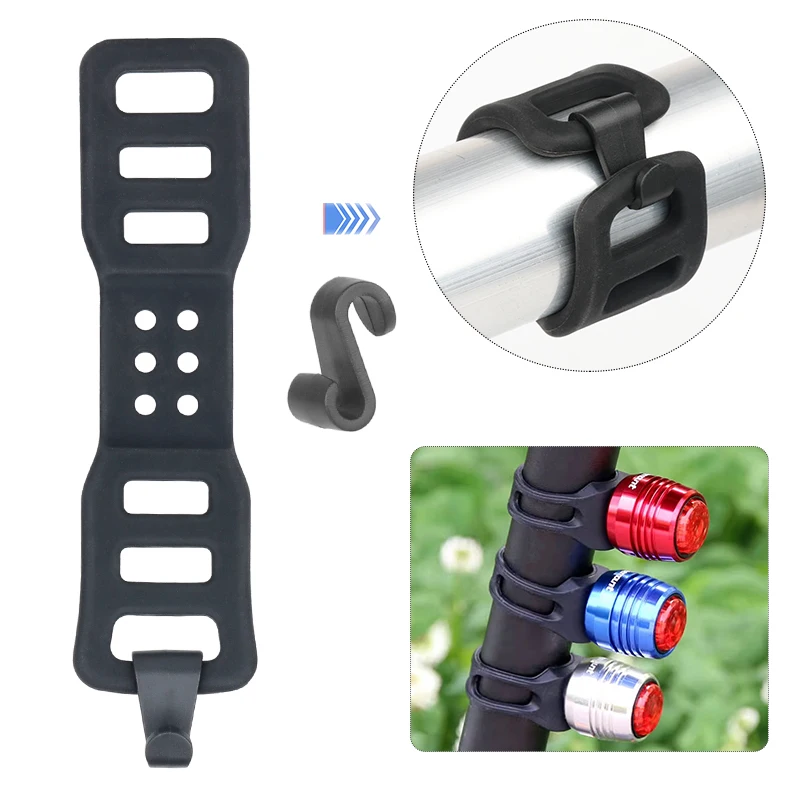 Silicone Strap Fixed Rear Light - Multi-Size, High Temperature Resistant with Fixed Buckle for Handlebar Installation