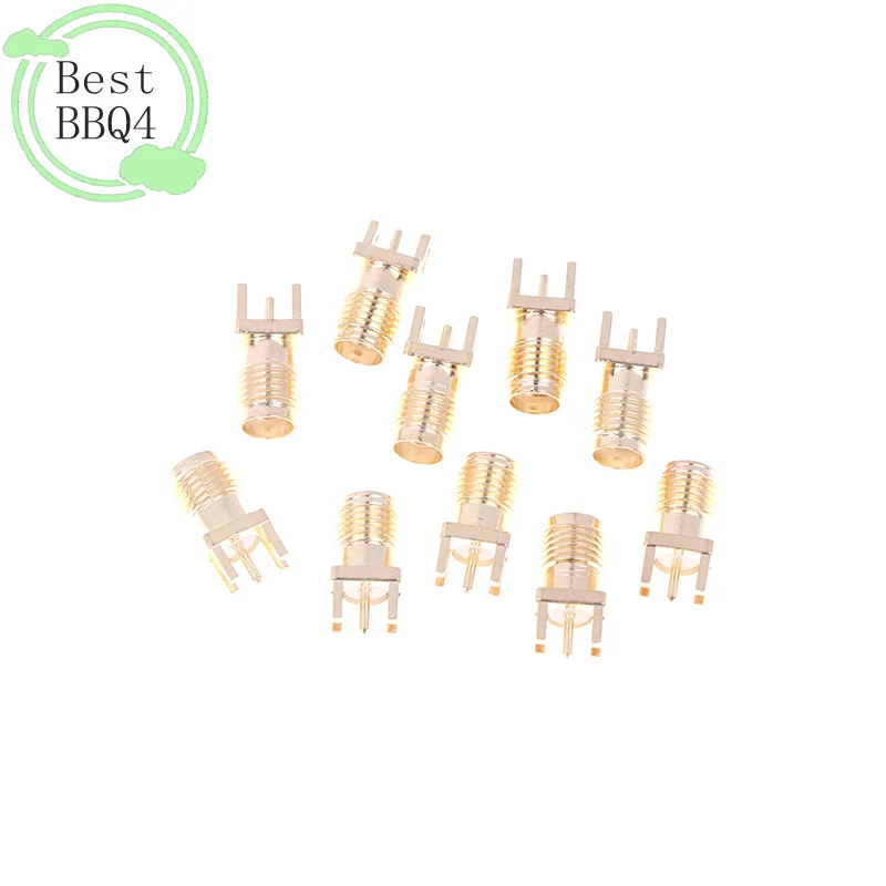 (BBQ4)10Pc 핫 SMA 여성용 잭 어댑터 SMA 여성용 베이스 소켓 잭(솔더 PCB 보드 엣지 마운트 어댑터 포함)