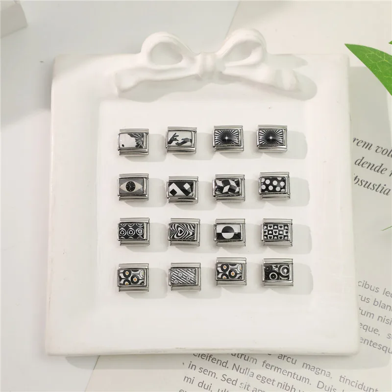 Tai Chi Flower Charm Bracelet Stainless Steel Link