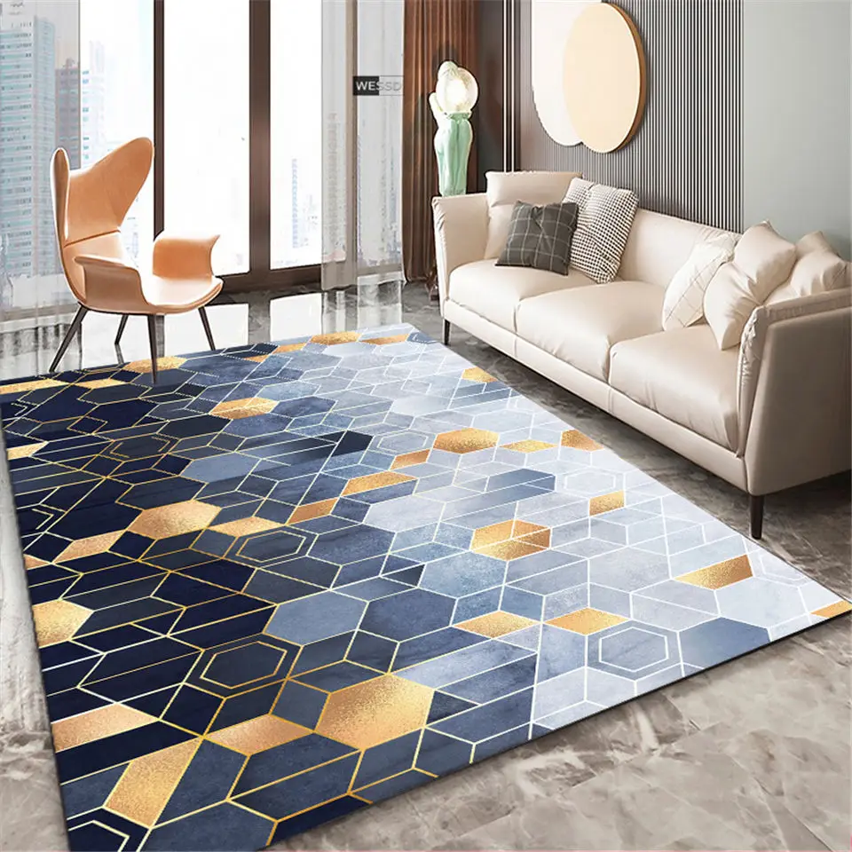 NordicGeometricLargeCarpetGrayGreenBlueBedroomRugsCenterTable