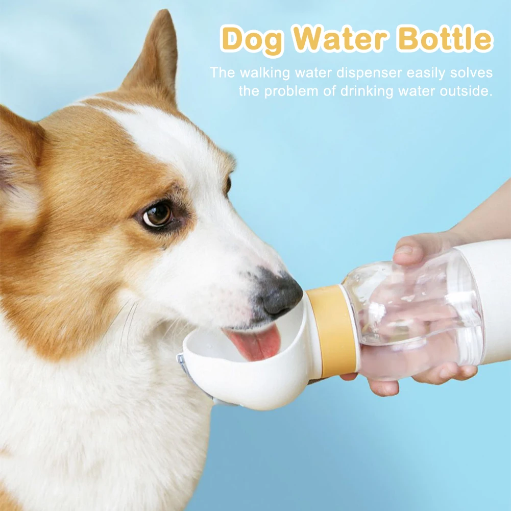 

Dog Water Bottle Hiking Spoon Shape With Lanyard 350ml Water Leak Proof Portable Drinking Pet Travel 200ml Food Cup Clear Cat