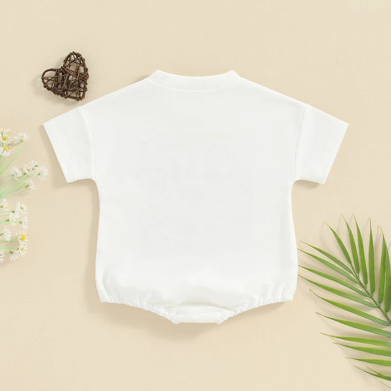 0-18M Lovely Baby Girls Boys Cute Romper Short Sleeve Letter Print Summer Jumpsuits Clothes Infant Romper