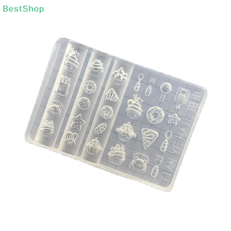 ?? 3D 실리콘 네일 아트 몰드 케이크 아이스크림 스낵 패턴 디자인 네일 장식 투명 매니큐어 템플릿