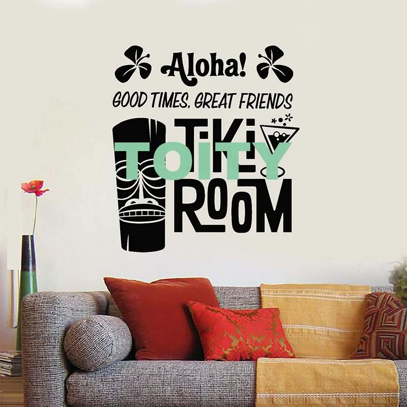 Wall Decal Tiki Bar Totem Hawaii Aloha Traditional Statue Polynesia Tribal Decor Vinyl Stickers Mural Wallpaper Decor