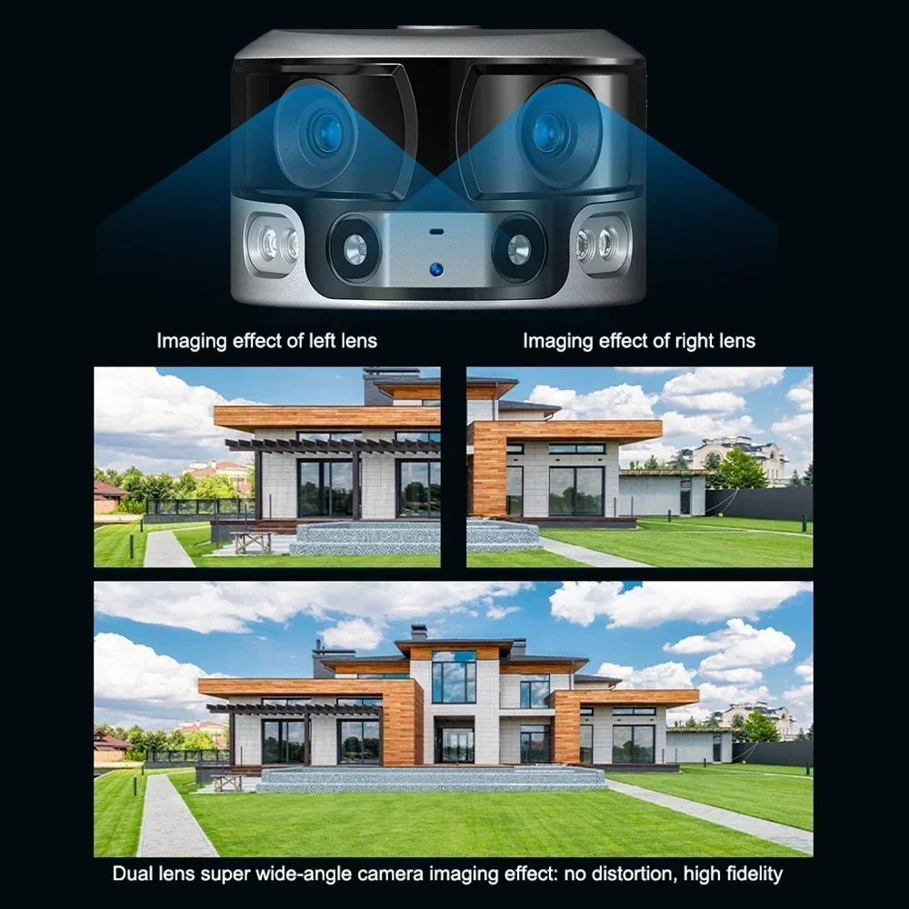 PEGATAH 4K 8MP Solar Camera Dual Lens 4G WIFI Camera 180° Ultra Wide View PIR Human Detection Security Camera Two-way Audio Cam