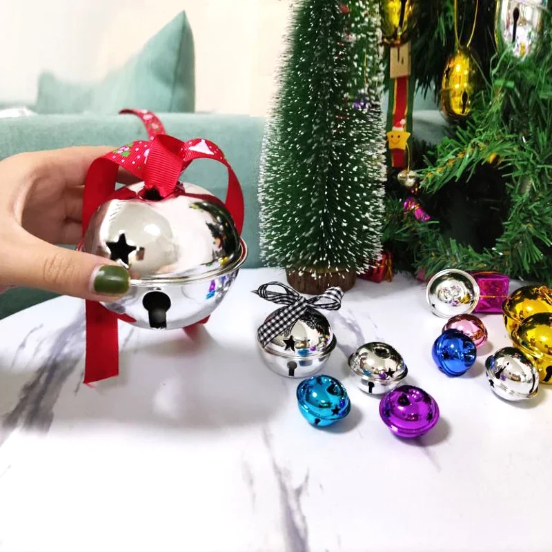 Christmas Decorations Jingle Bells Jingle Bells 25/30/35/40/50mm Gold/Silver Christmas Tree Pendant Ornaments Decor for Christmas Party & Festival Decorations