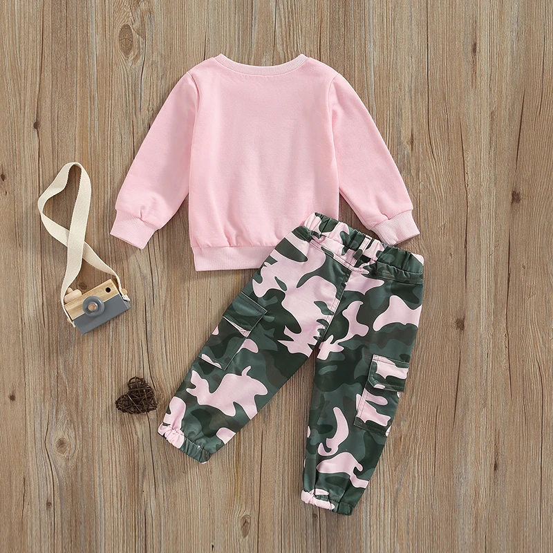 Toddler Girls Sweatshirt & Camo Pants Set 3