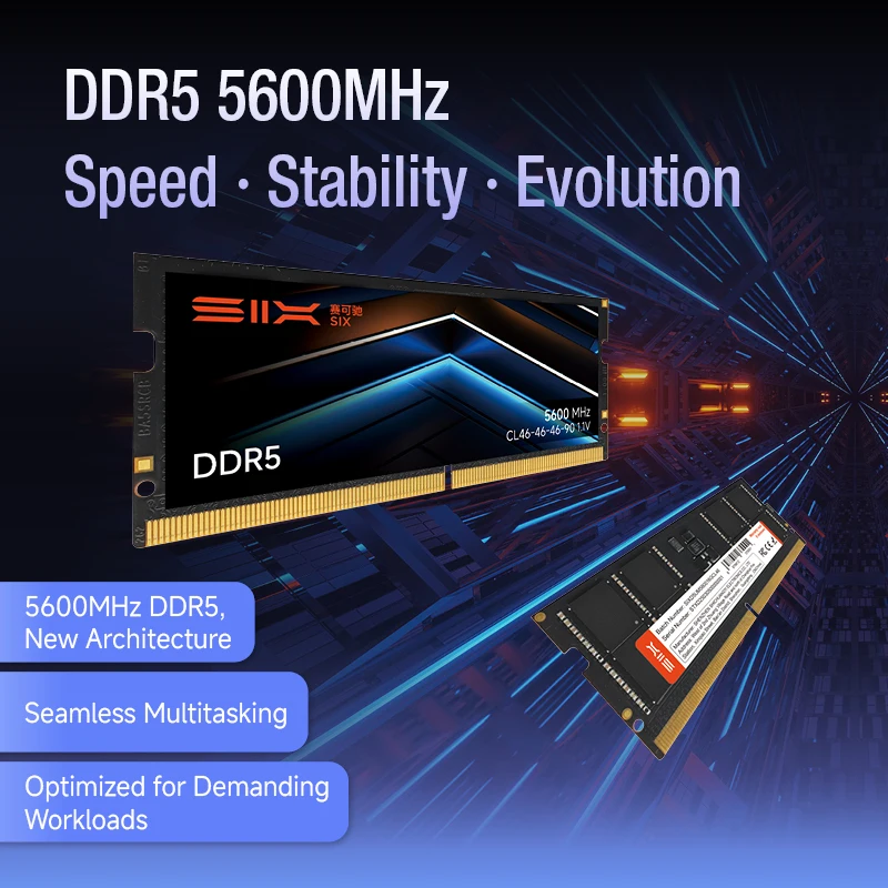 SIX S-5600 Pro DDR5 SODIMM 5600MHz ラップトップ メモリ – 16GB
