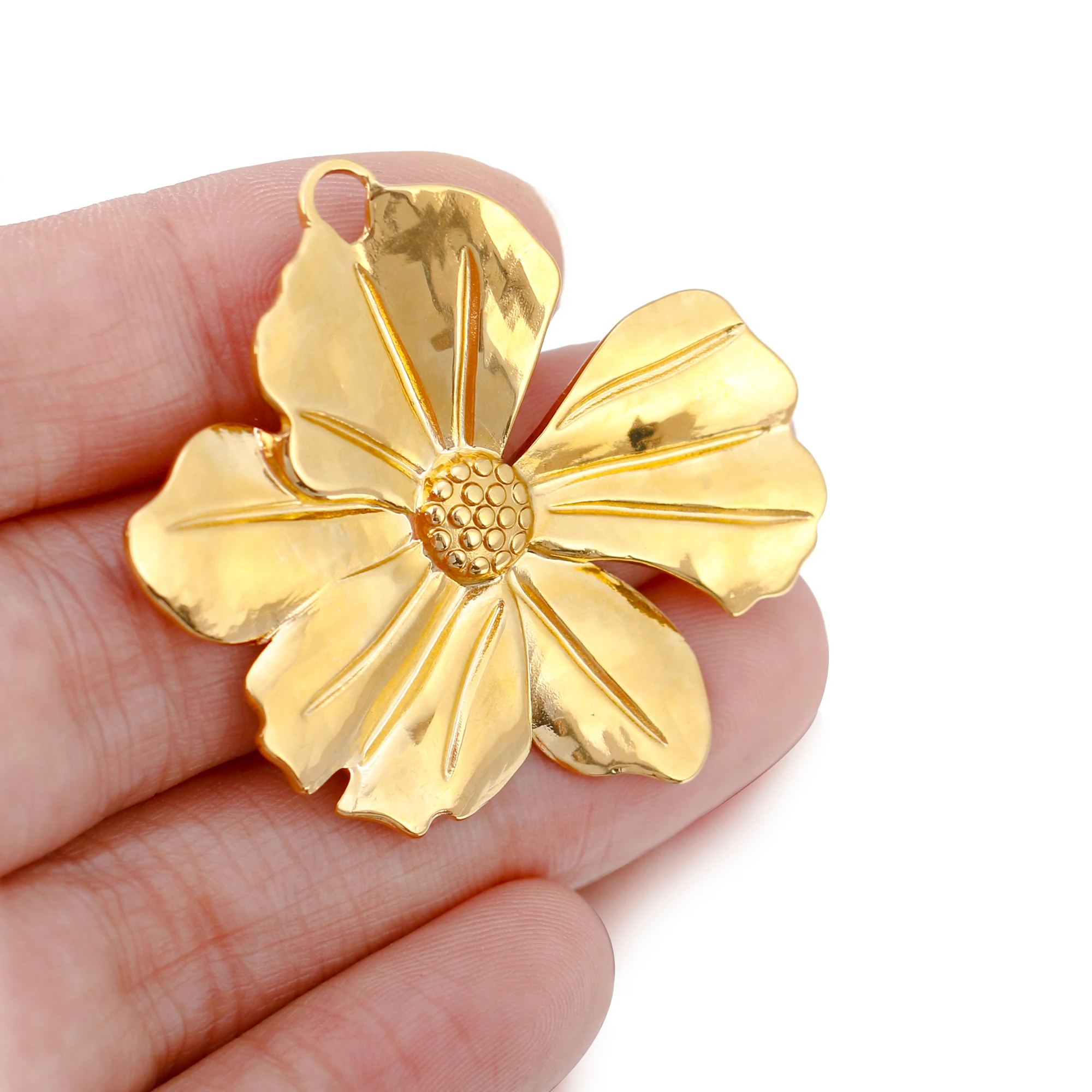Collier fantaisie breloques de fleurs en acier inoxydable doré - Lysaé