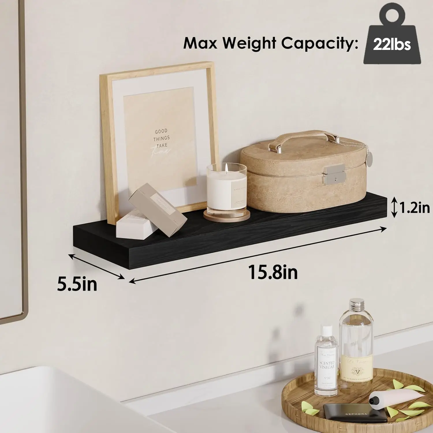 Fixwal Floating Shelves for Wall, Wall Mounted Rustic Wood Shelves for Bathroom, Living Room, Bedroom and Kitchen, Wall Shelves 3