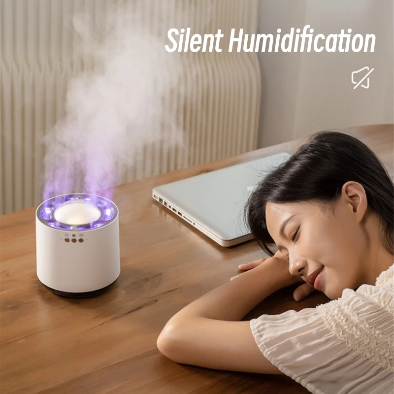 800ML USB Ultrasonic Air Humidifier 6 Nozzles Big Spray Aroma Essential Oil Diffuser Mute Humidificador Dynamic Colorful Light