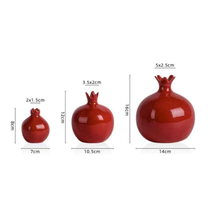 Ceramic Pomegranate Flower Vase Artificial Pomegranate Fruit Flower Arrangement Accessories Porcelain Crafts Home Decoration 5