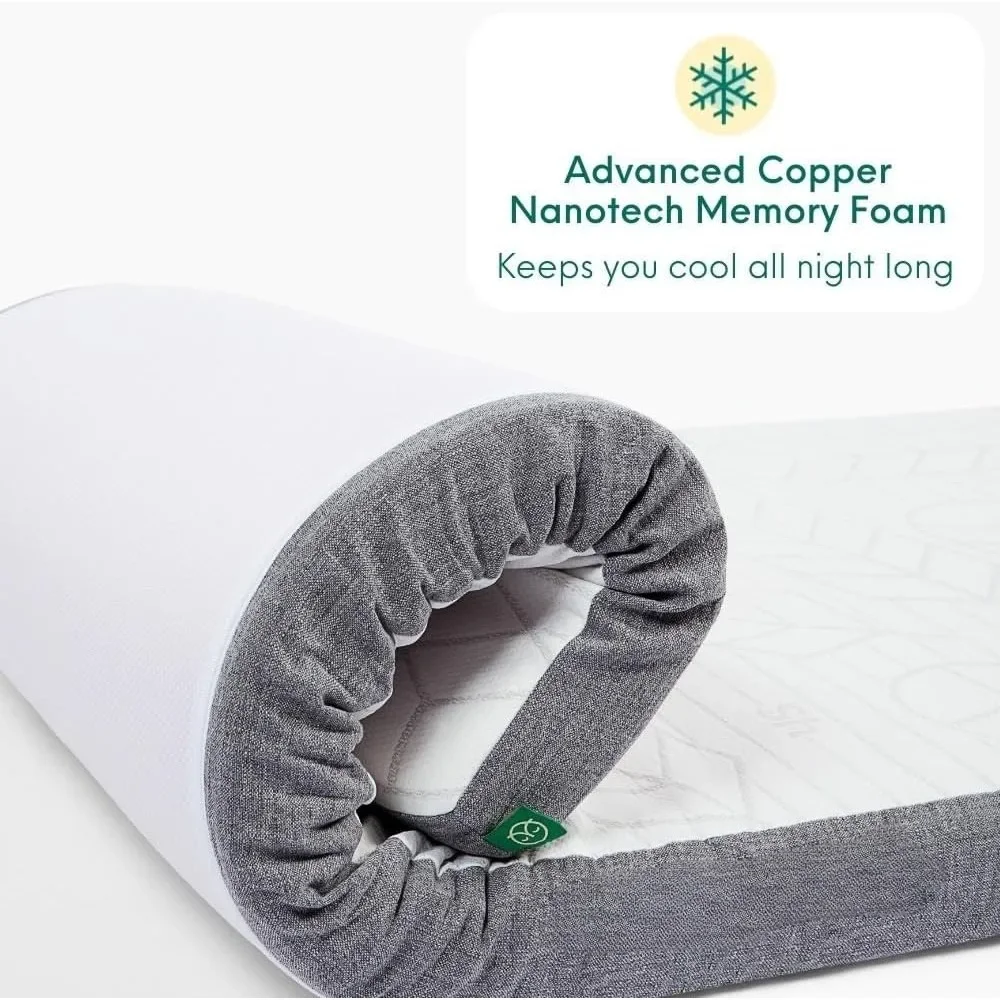 Gel Infused Mattress Toppe Twin XL, Thick, Cooling Memory Foam, Washable Cover, College Dorm Room Essential Mattress Toppers