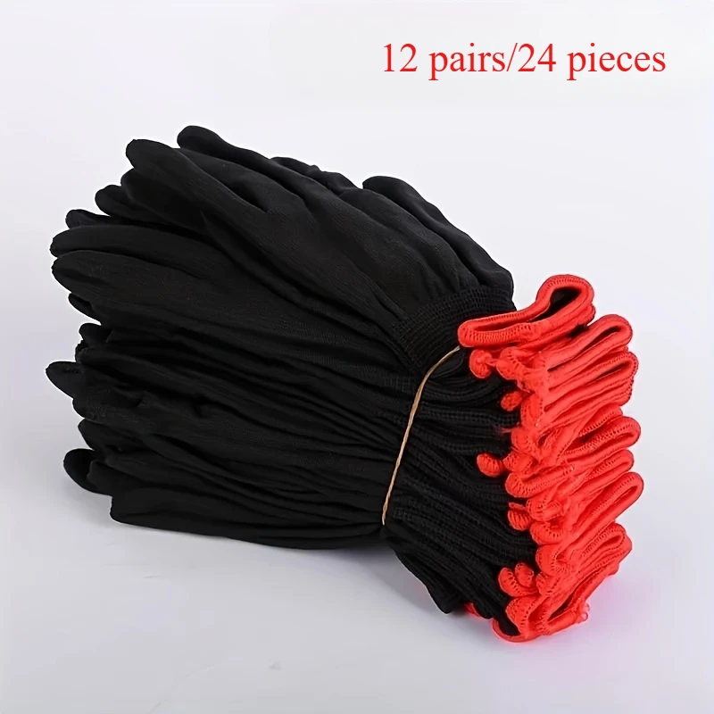 Work Gloves 12 Pairs of Nylon Gloves for Motorcycle Riding and Car Maintenance
