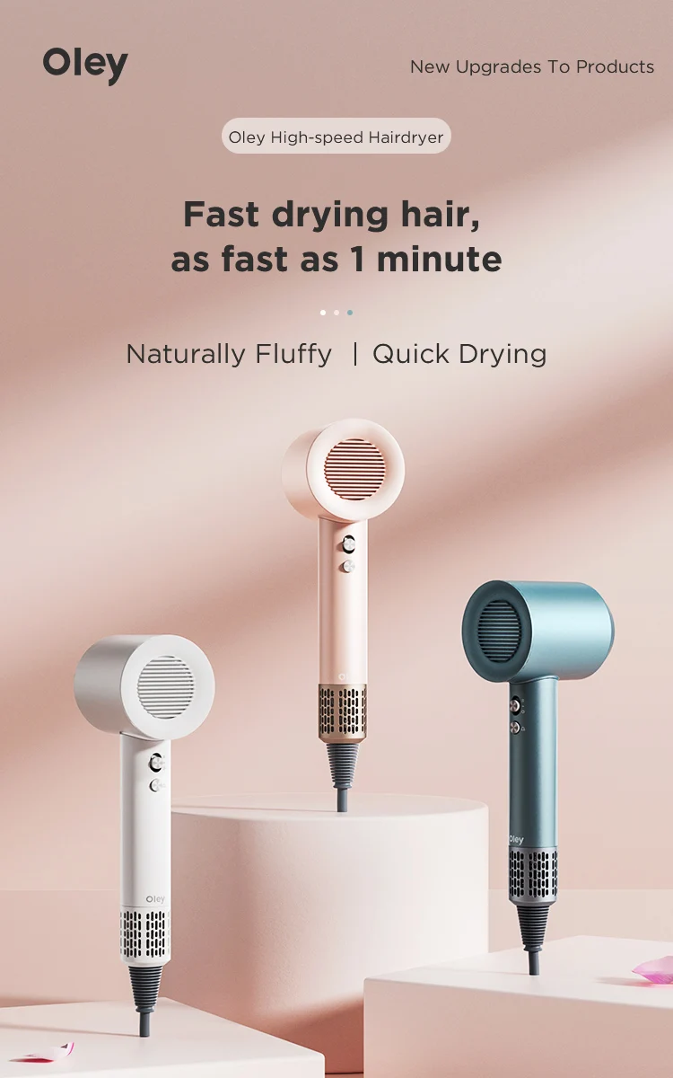 Description Picture 2 of itemOley Electric Hair Dryer Quick Dry Anion Hair Care High-speed Home Appliances Use Personal Care Styling Tools Multifunction