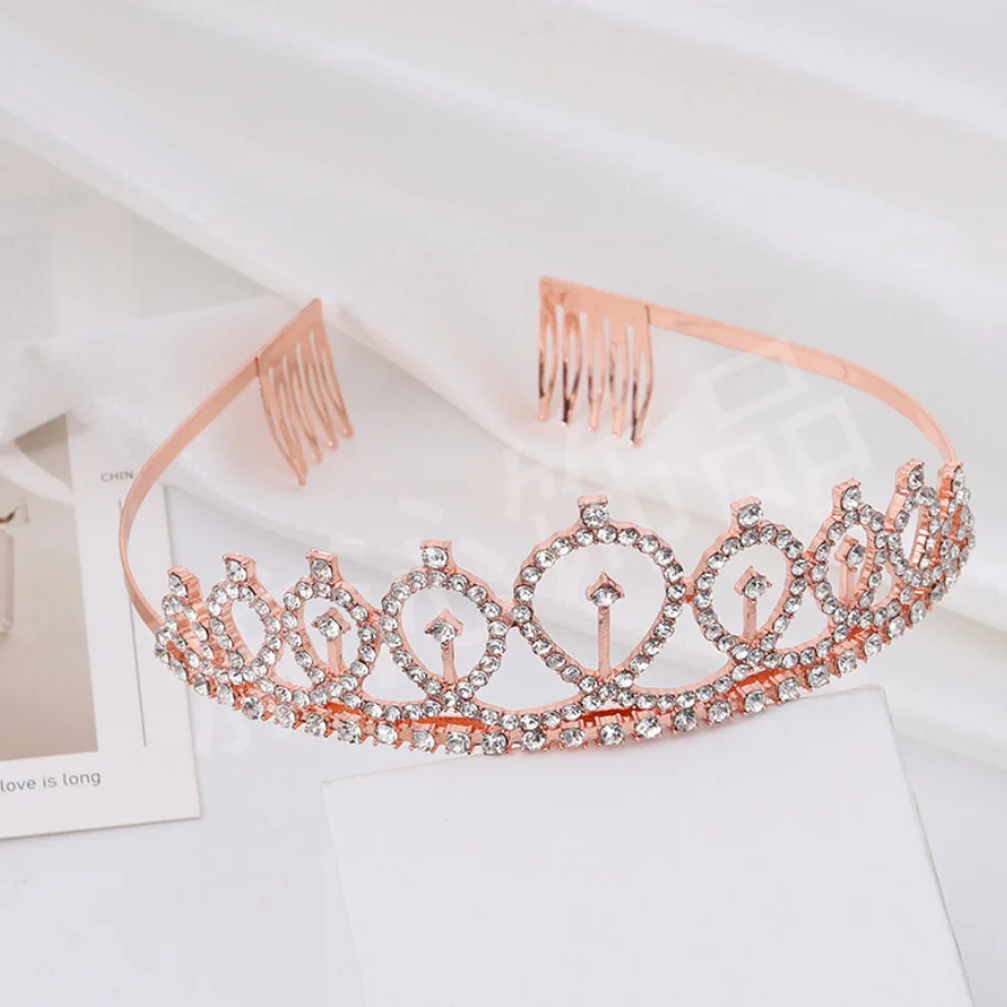 Princess Crystal Crown Birthday Hair Headwear Female Party Bride Headgear Wedding Dress Hair Accessory hair accessory,hair headdress,bridal headwear